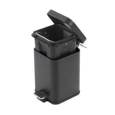 Pattumiera bagno 3lt in acciaio nero con pedale e secchio estraibile