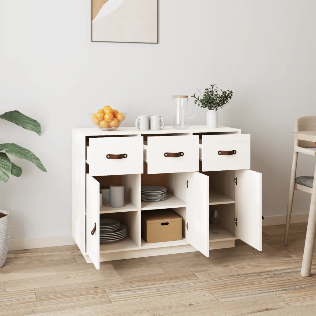 Credenza Bianca 100x40x75 cm in Legno Massello di Pino cod mxl 16632