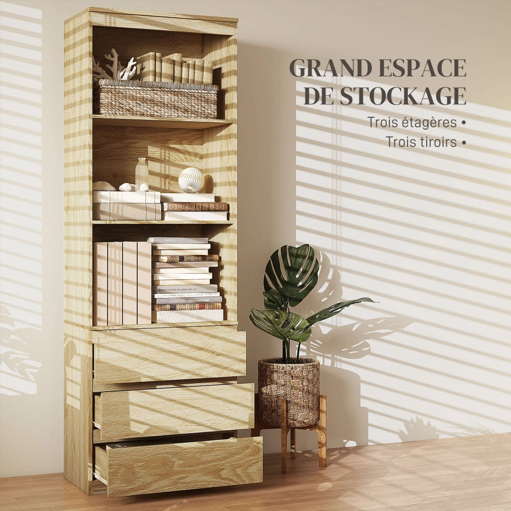 Libreria con cassetti ¨C zephmum ¨C legno effetto rovere 60x35x180 cm