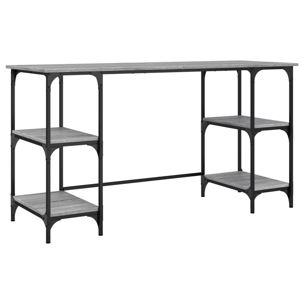 Scrivania Sonoma postazione computer mobile per computer scrivania da studio 140 x 50 x 75 cm metallo e legno ingegnerizzato grigio 02_0023959