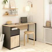 Scrivania Mele, Scrittoio multiuso, Tavolo per ufficio porta PC, Piano di lavoro, 130x48 h77 cm, Rovere e Nero