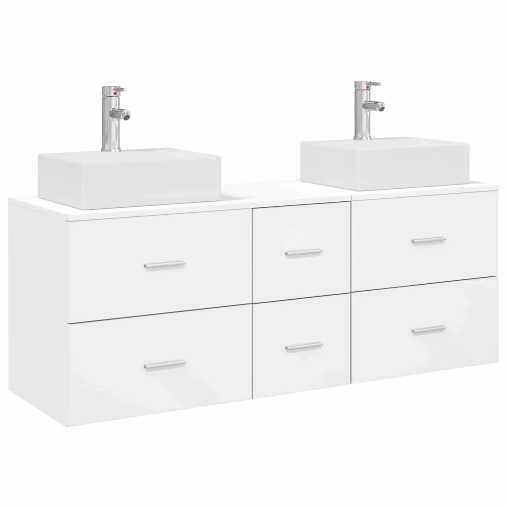Set di Armadi da Bagno 3 pz Bianco 129 x 41 x 79,5 cm 3405843