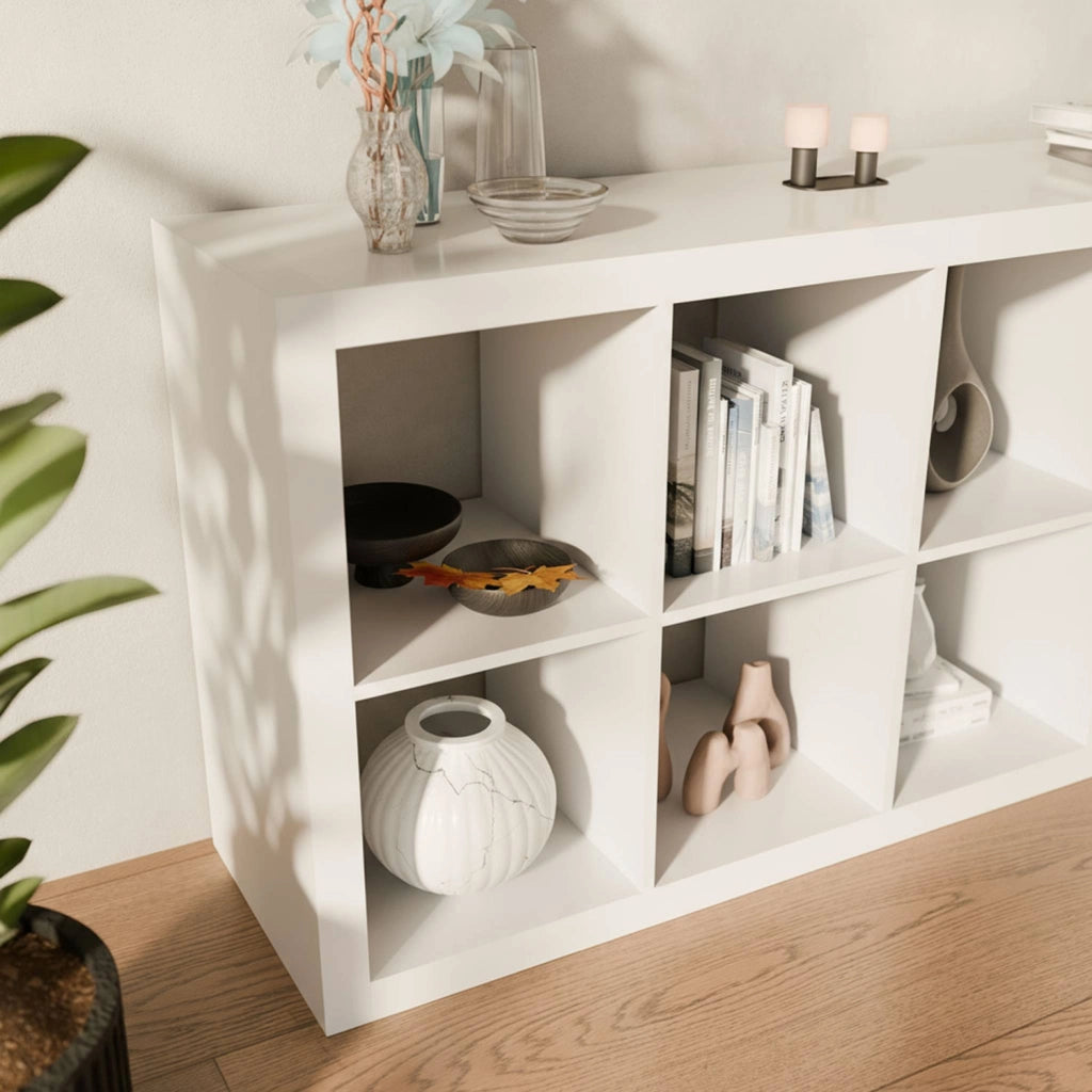 Libreria a 4 livelli con 8 scomparti, bianco