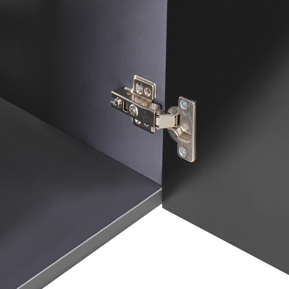 Mobiletto da parete con lavabo in legno massiccio per il bagno con contenitore 100 cm Nero design moderno