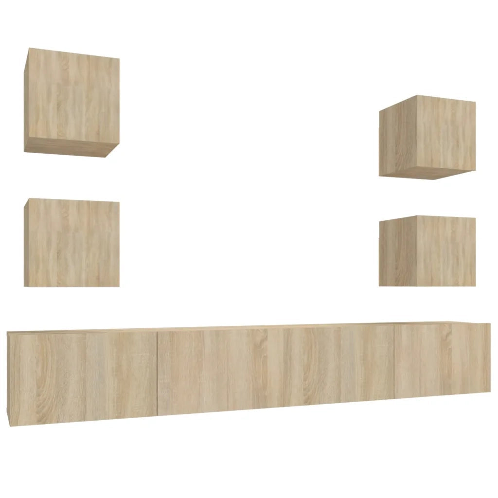 Set di Mobili Porta TV 6 pz | Armadietto TV | Mobile Porta TV Rovere Sonoma in Legno Multistrato