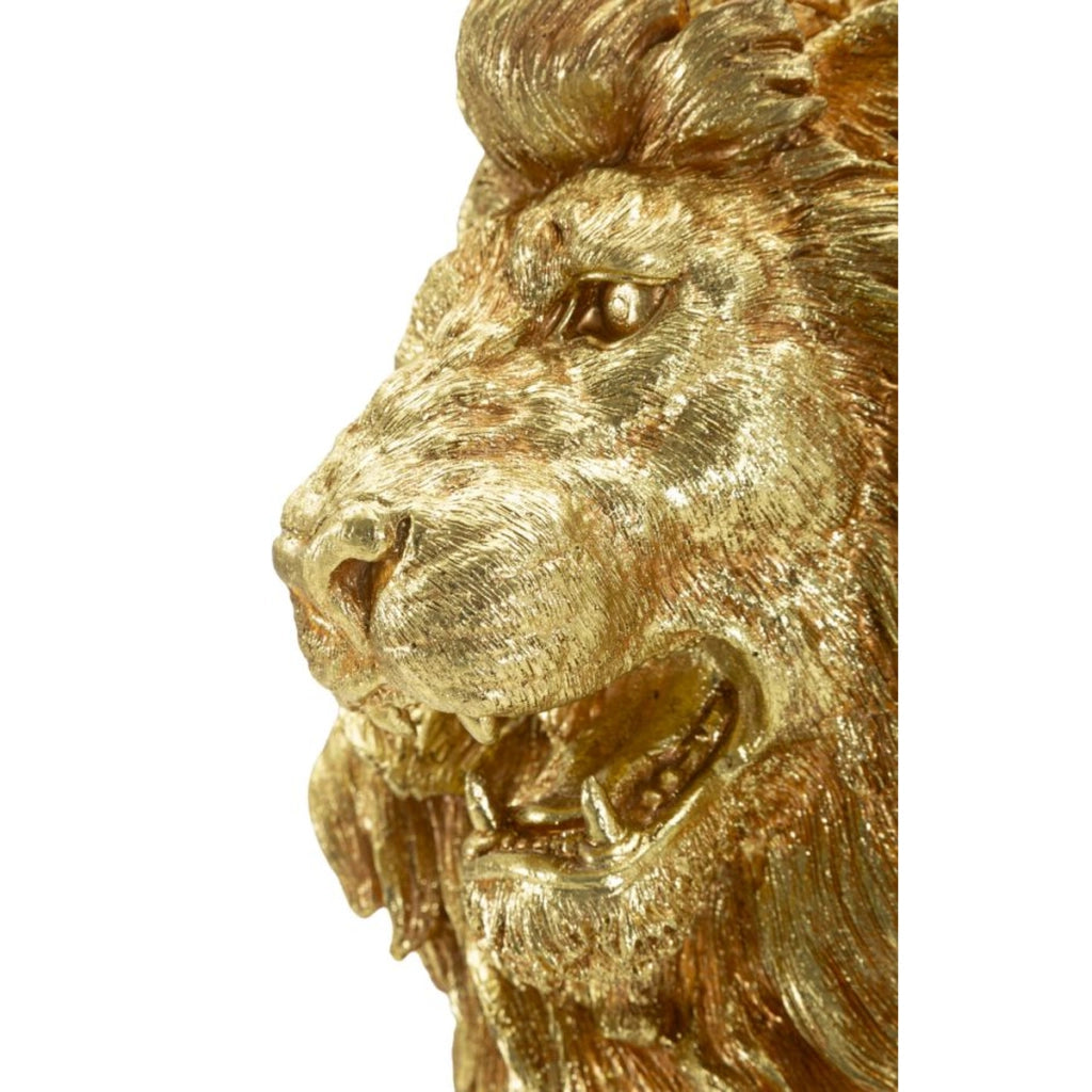 Scultura Leone 2, Oro, Poliresina, 45x29x55 cm