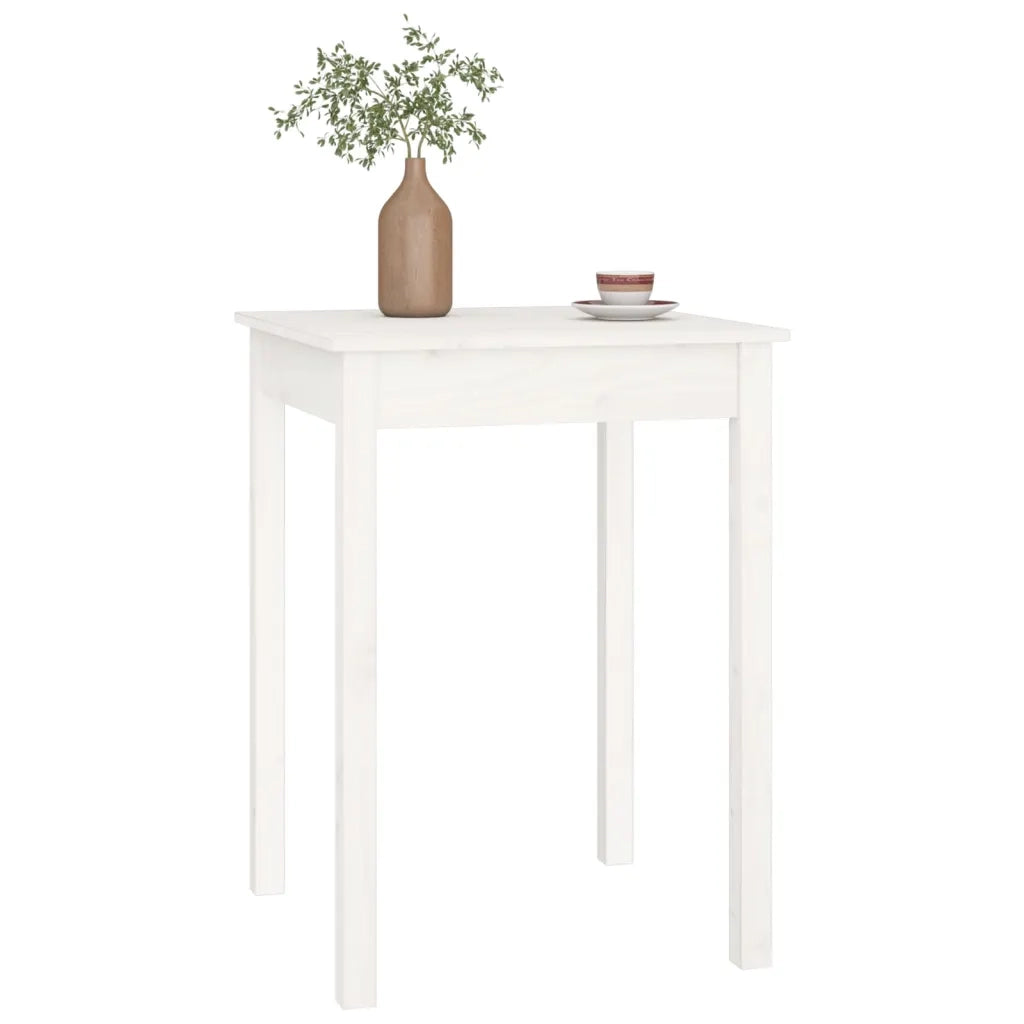 Tavolo da Pranzo Bianco 55x55x75 cm in Legno Massello di Pino 814255