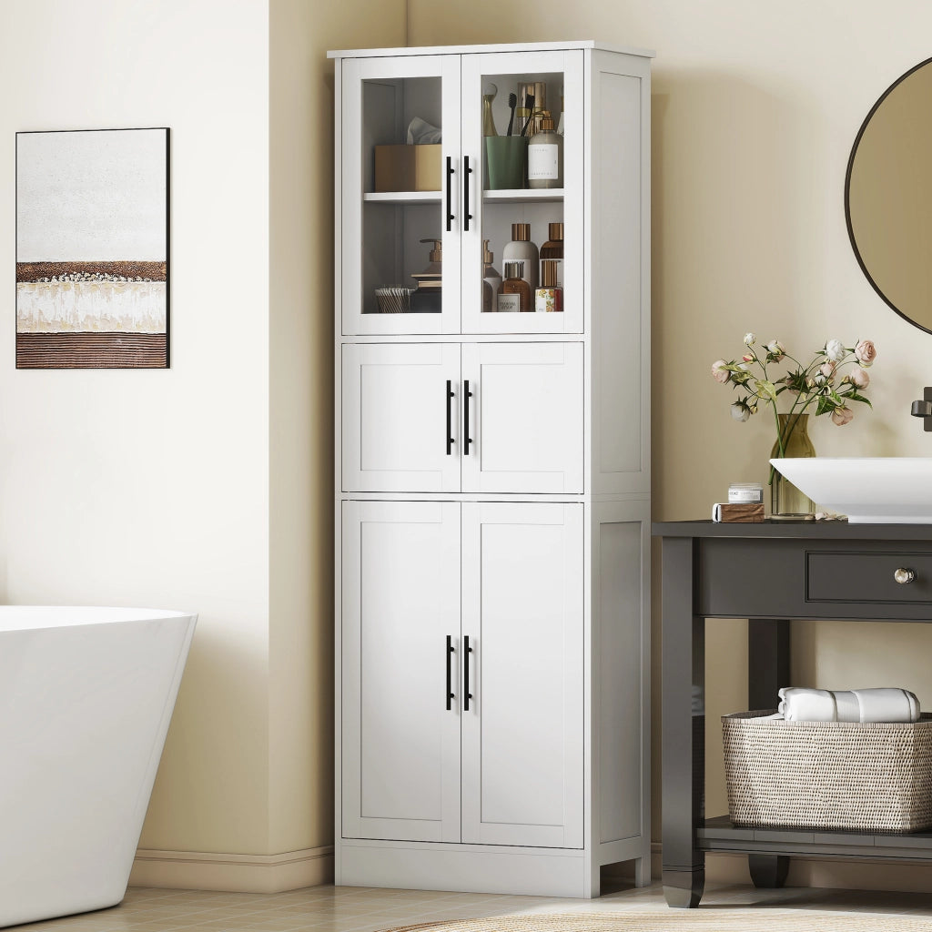 Mobile bagno 6 ante con ripiani regolabili ¨C zephmum ¨C 60x30x170 bianco