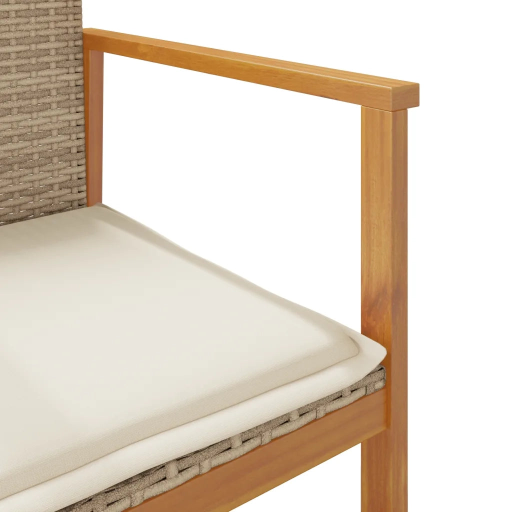 Sedie Giardino con Cuscini 2 pz | Sedie da Esterno Beige Polyrattan Legno Massello