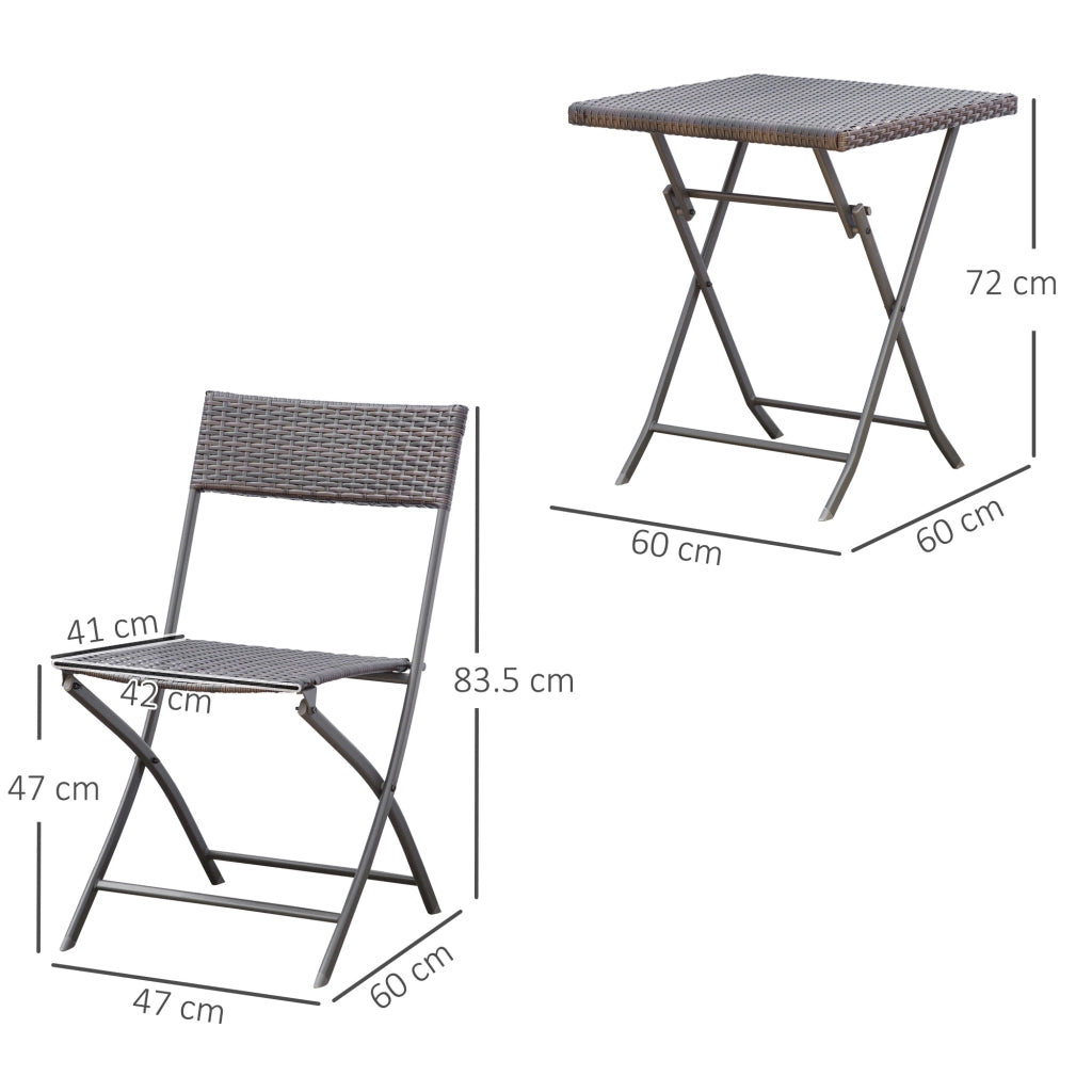 Set da Giardino Pieghevole 3 Pezzi in Rattan e Metallo ¨C zephmum ¨C Nero