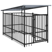 Cuccia gabbia per animali da esterno pac con tetto per cani in acciaio 1,88 m² nero 02_0041730