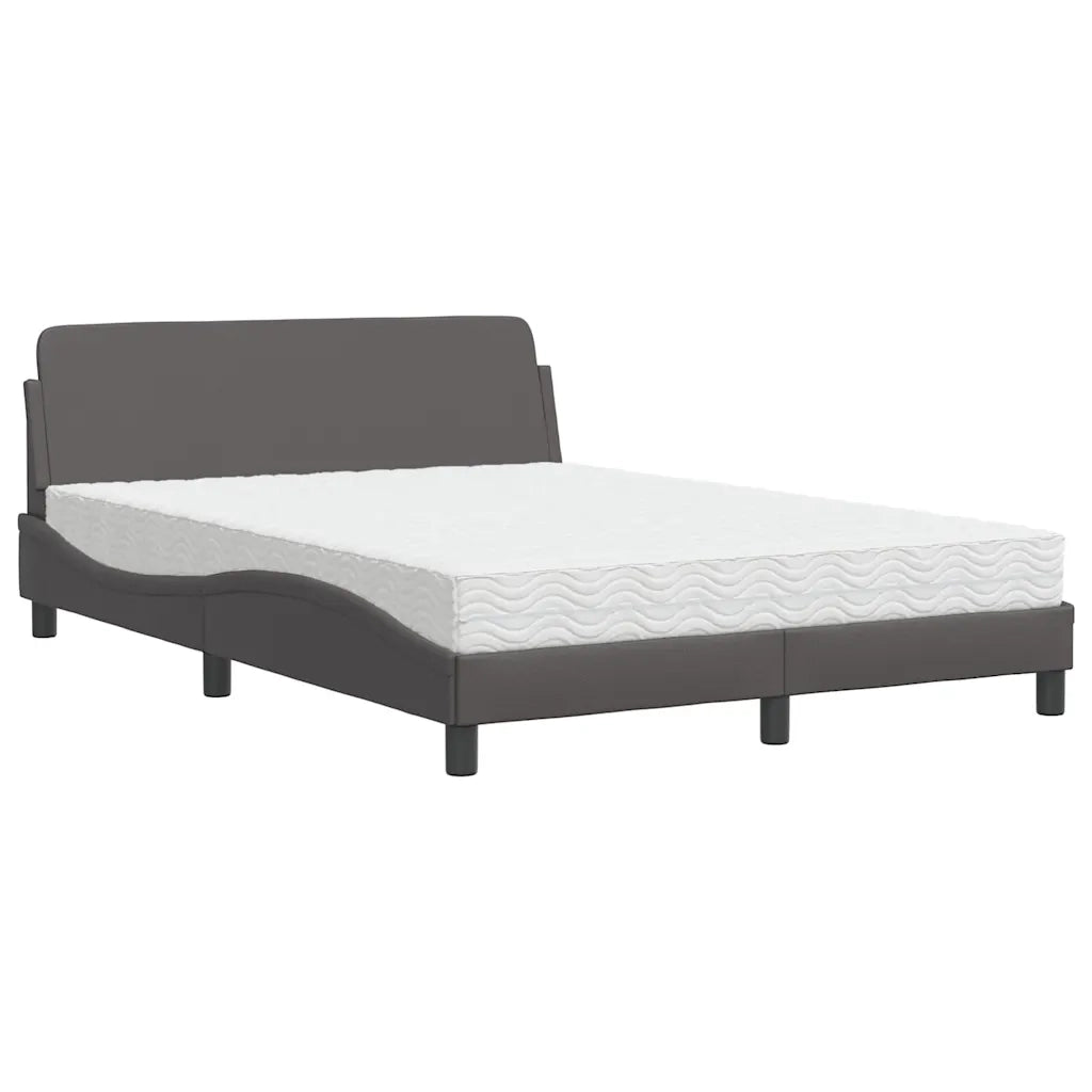 Letto con Materasso-Struttura Letto con Materasso Dover Grigio 140x200 cm in Similpelle
