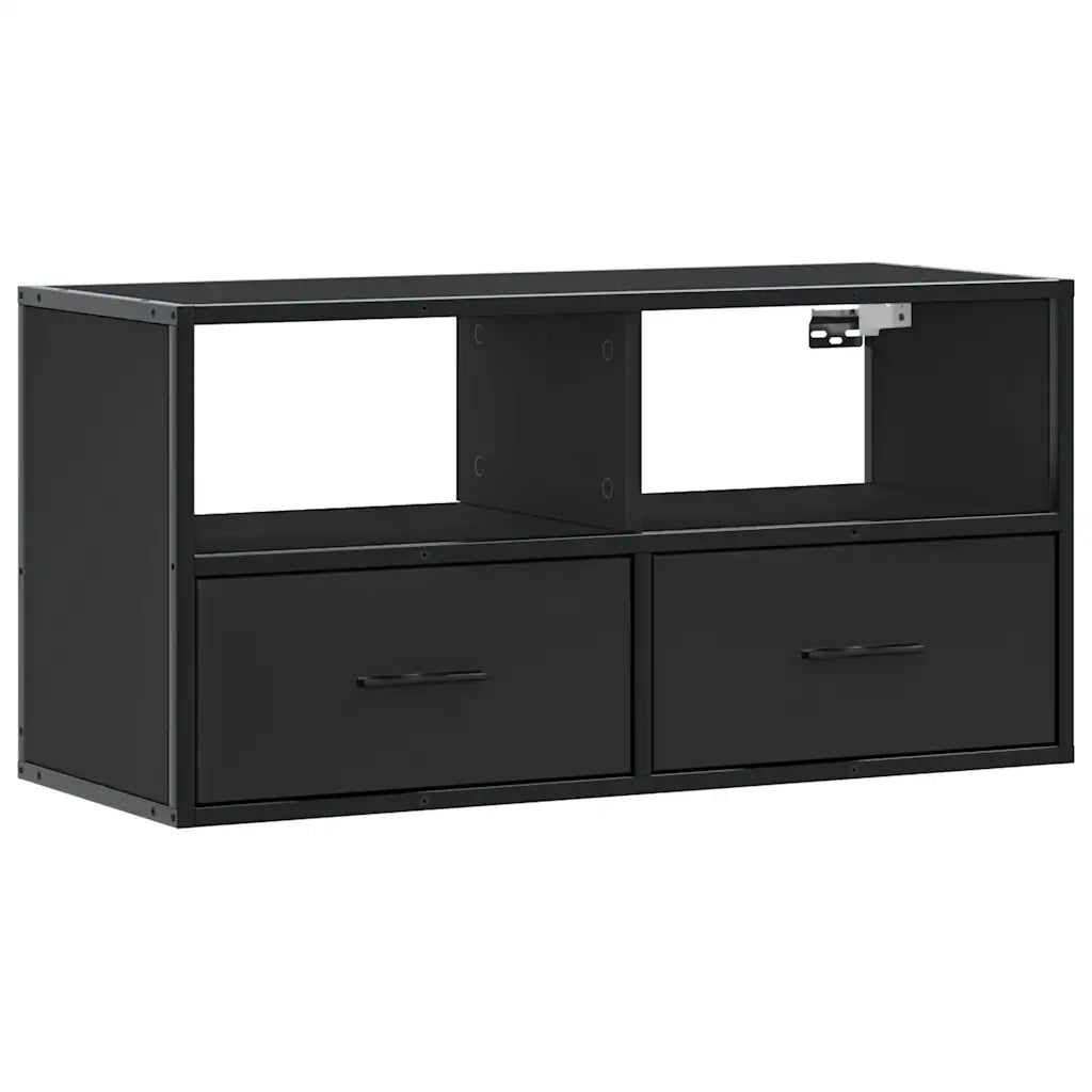 Mobile TV-Credenza per TV-Console TV Nero 80x31x39,5 cm in Truciolato e Metallo 553368