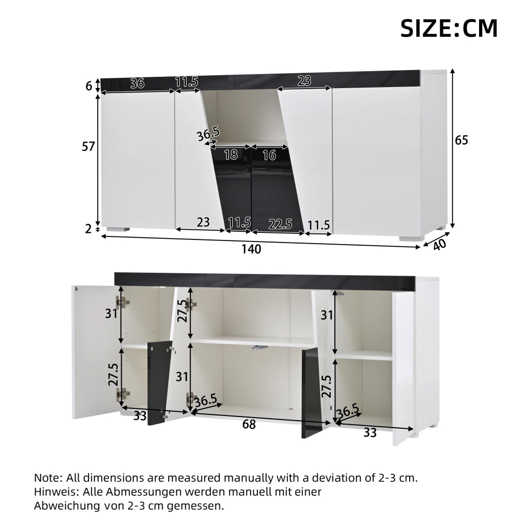 Credenza moderna con ante a contrasto e illuminazione LED