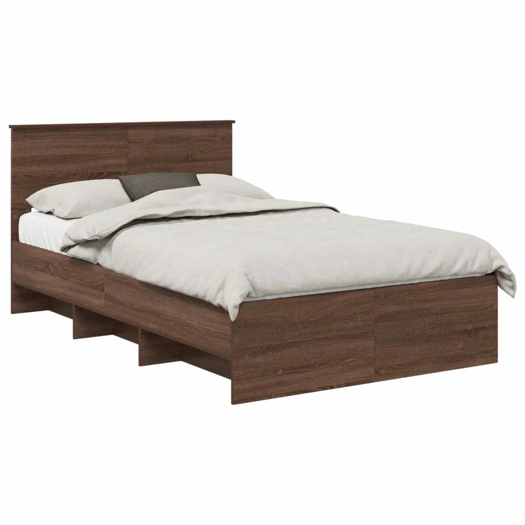 Struttura del letto con testiera Rovere Marrone 137 x 203 cm