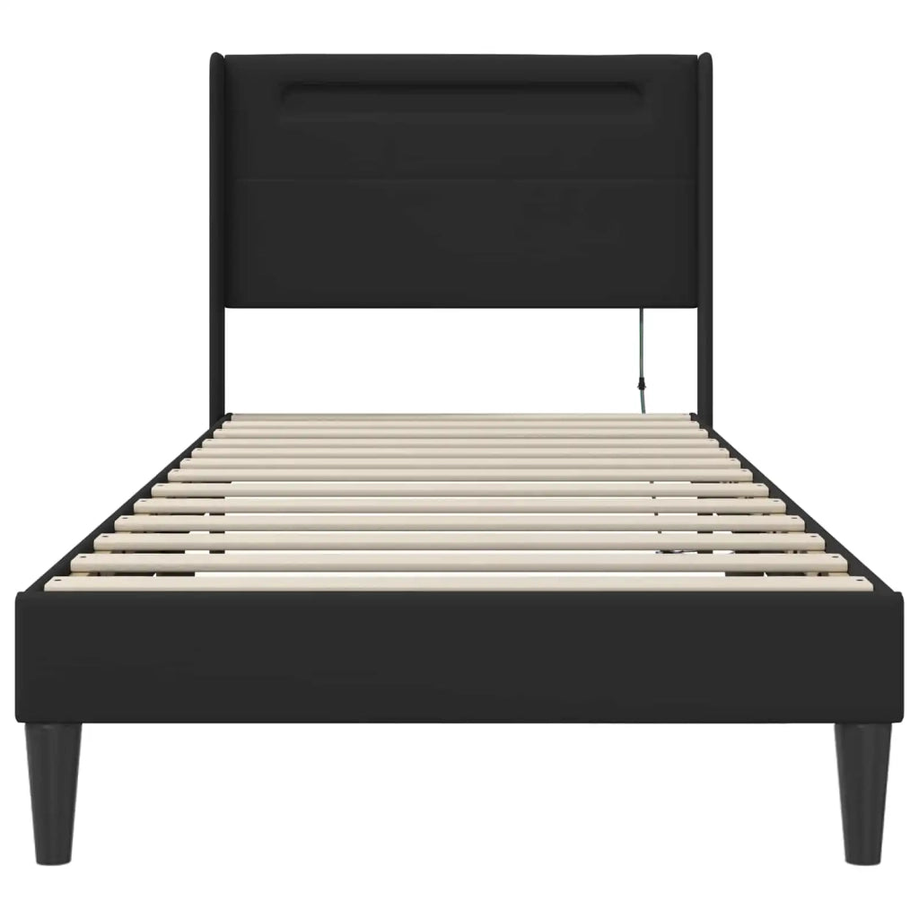 Struttura del letto con strisce LED Nero 80 x 200 cm Similpelle 42027961
