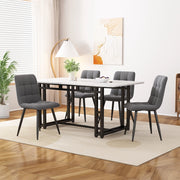 Tavolo da pranzo per 4 persone con 4 sedie, in MDF e velluto, grigio, per soggiorno e cucina, 120 × 70 cm
