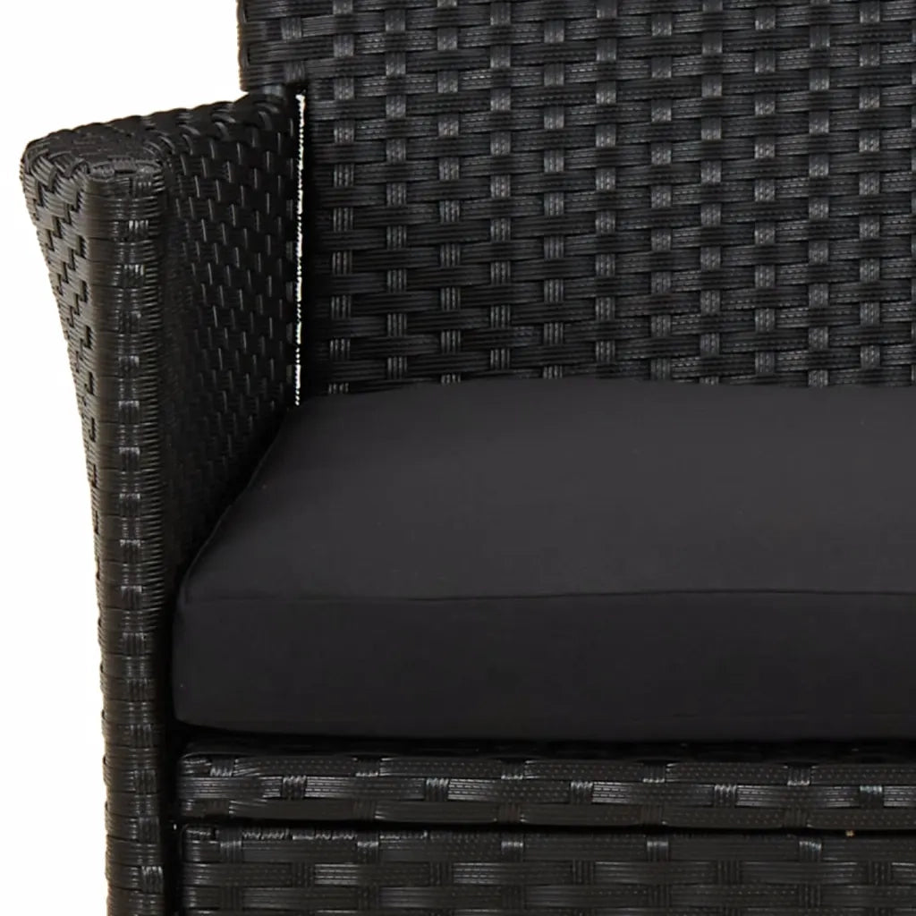 Set BistrÃ² da Giardino 5 pz con Cuscini in Polyrattan Nero