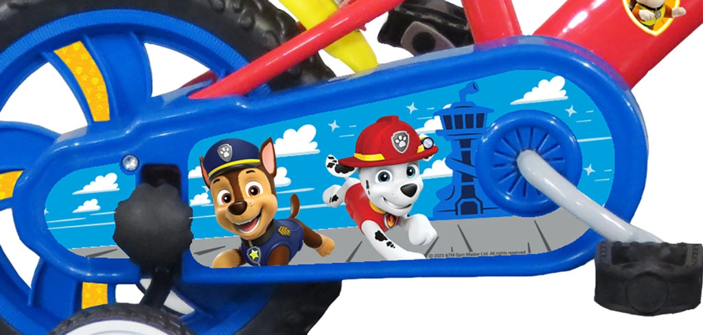 Bicicletta per Bambini 12" Paw Patrol Freno Caliper e Stabilizzatori in Acciaio Hi-Ten Rosso