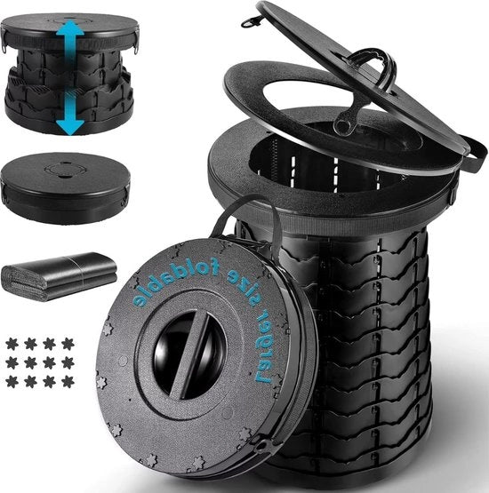 Camping toilet portatile - toilette da campeggio pieghevole - luce e igiene per escursioni - per uomini e donne - per campeggiare e escursioni