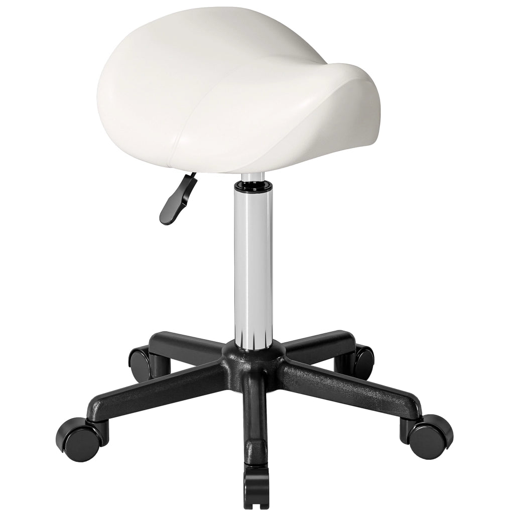 Sgabello da ufficio con rotelle e sedile ergonomico ¨C zephmum ¨C bianco 48x47x45-57cm