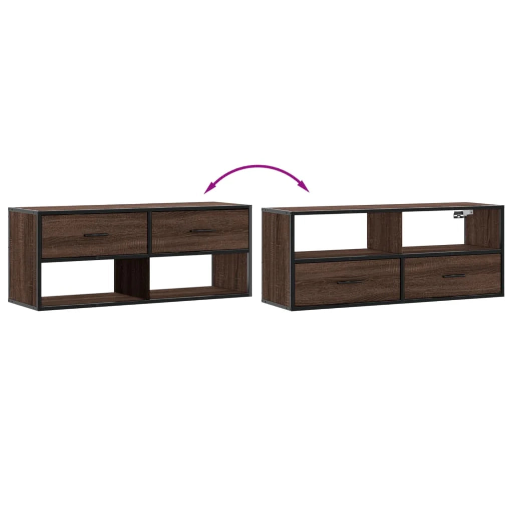 Mobile TV multimediale mensola per TV credenza per TV sala da pranzo soggiorno camera da letto rovere 100 x 31 x 39,5 cm legno ingegnerizzato e metallo marrone 02_0027097