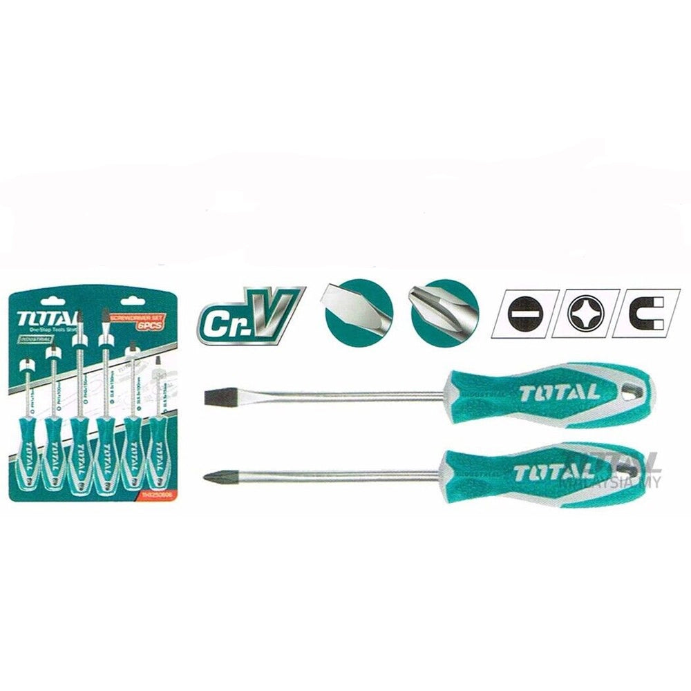 SET CACCIAVITI 6pz TAGLIO E CROCE GIRAVITI PROFESSIONALI TOTAL TOTTHT250606