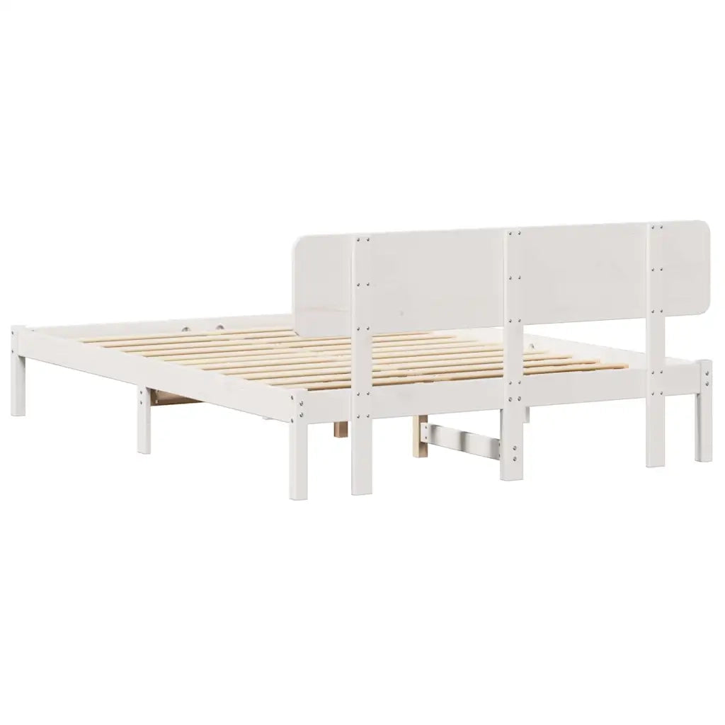 Struttura del letto Bianco 160 x 200 cm Pino massello 872099