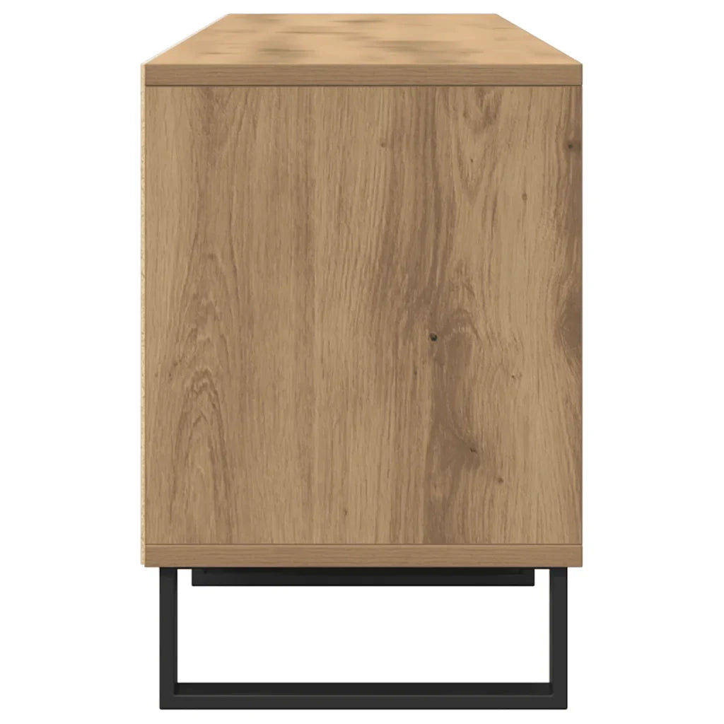 Mobile porta TV artigianale in rovere con ampio vano contenitore 150 x 30 x 44 cm design moderno in legno composito beige 02_0051074