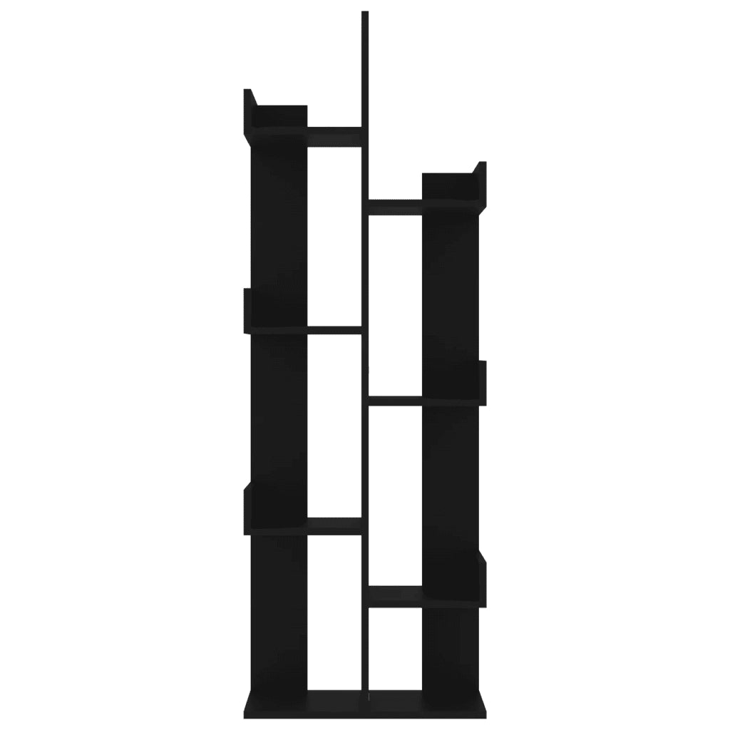 Libreria-Scaffale per Libri-Mobile di Stoccaggio Nera 48x25,5x140 cm in Legno Multistrato