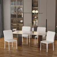 Set 4 Sedie Imbottite per Sala da Pranzo con Rivestimento in Similpelle, 41x50x91cm - Bianco