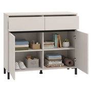 Madia Giarree, Credenza 2 Cassetti, 106x40x90h cm Bianco Crema