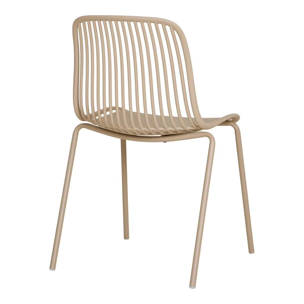Set di 4 Sedie da Giardino Branson, Beige, Plastica, 55x46,5x82 cm