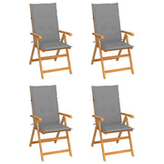 Sedie da Giardino 4 pz con Cuscini Grigi Massello di Teak cod mxl 15177