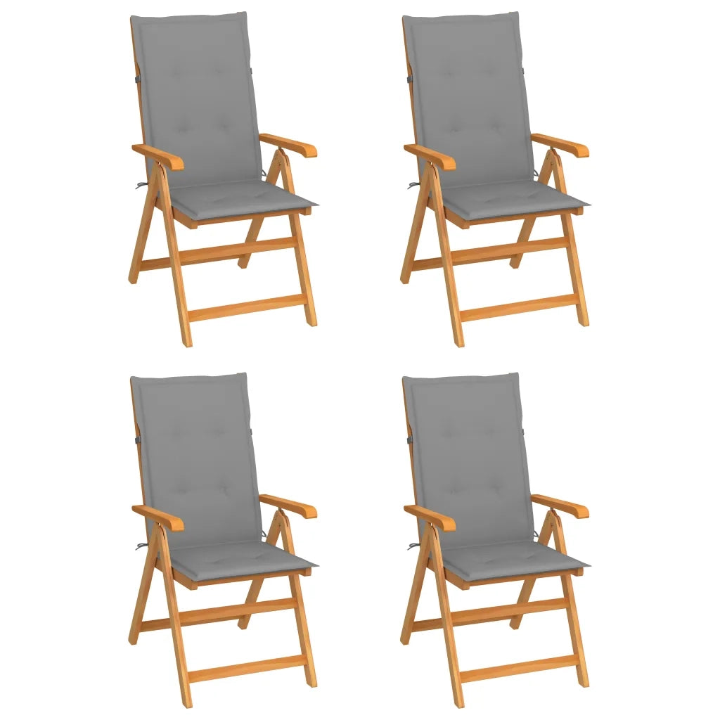 Sedie da Giardino 4 pz con Cuscini Grigi Massello di Teak cod mxl 15177