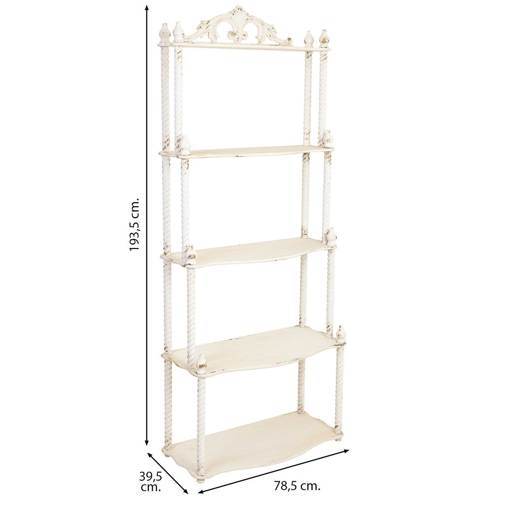 Scaffale in legno, finitura invecchiata 78,5x39,5x193,5h cm
