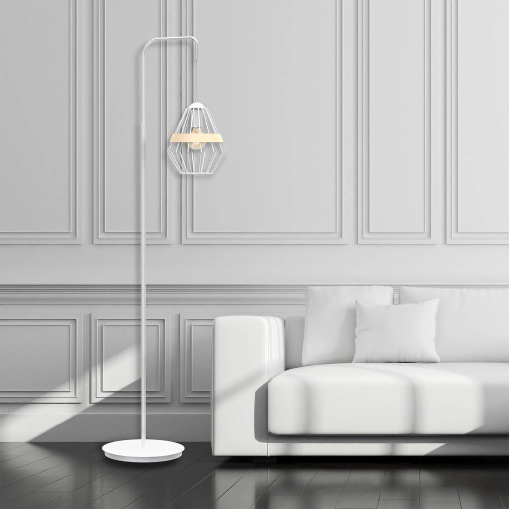 Lampada da terra Cliff bianca/legno E27 60W Milagro
