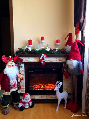 Camino Elettrico da Pavimento 88x118x30,5 cm Effetto Fiamma 1500W Stone & Lorance Noce