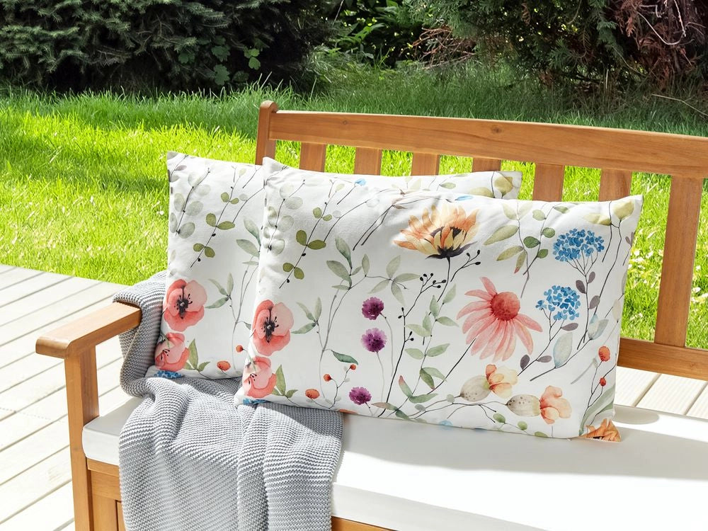 Set di 2 cuscini da giardino per esterni  tessuto di poliestere multicolore con motivo floreale 40 x 60 cm esterno giardino