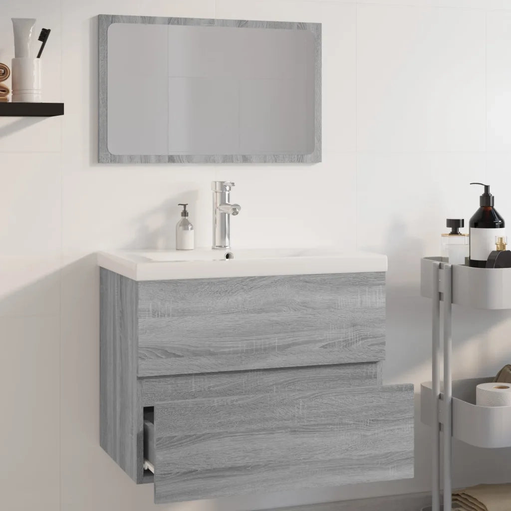 Set di Mobili da Bagno Grigio Sonoma in Legno Multistrato