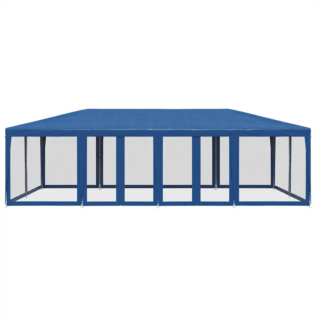 Tenda per Feste con 12 Pareti Laterali in Rete-Tenda da campeggio Blu 8x4 m HDPE