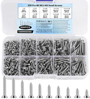 Set di viti autoalimentanti 650 pezzi M2 M2.5 M3 per legno - Viti Phillips per legno - Assortimento di viti per legno per riparazioni domestiche