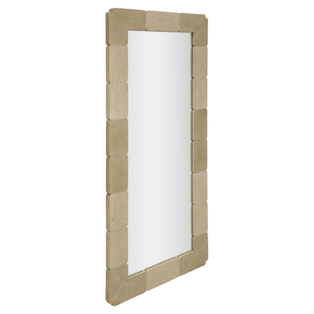 Specchio da parete rettangolare in poliresina effetto pietra 70x160 cm