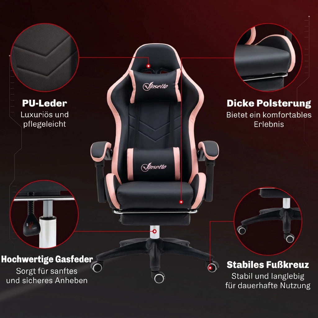 Sedia da ufficio con supporto lombare e testiera ¨C zephmum ¨C rosa e nero
