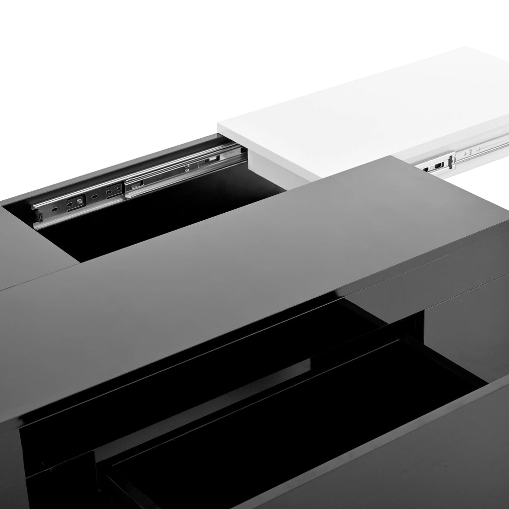 TAVOLINO Basso con LED 80 x 50 x 35,5 cm MDF Nero/Bianco