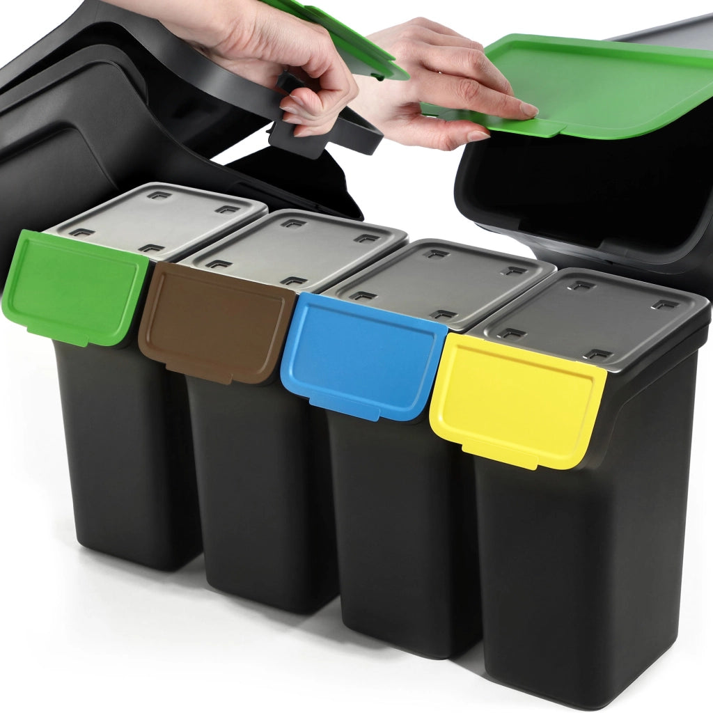 Pattumiera KADAX 25L Contenitore per la raccolta differenziata Secchio nero 4 pezzi