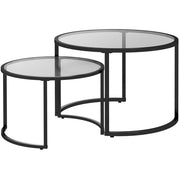 Set di 2 tavolini da caffè ?70 cm e ?54 cm in acciaio nero salvaspazio