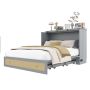 Letto Contenitore 140x200 cm; USB e presa; con cassetto e ripiano; in MDF; Grigio