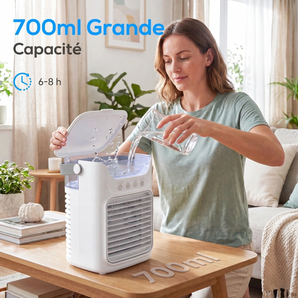 Ventilatore da Tavolo con 3 Velocit¨¤, Luce RGB e Testa Regolabile ¨C Zephmum ¨C Bianco