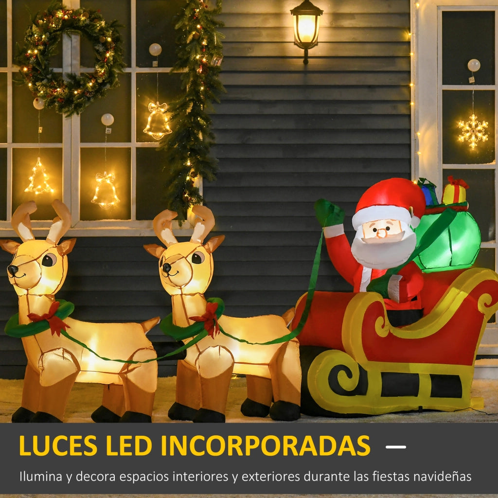 Babbo Natale Inflabile con Slitta e Renne Luci LED Decorazione Esterna con Pompa 240x57x112 cm ¨C Minimal ¨C Grigio